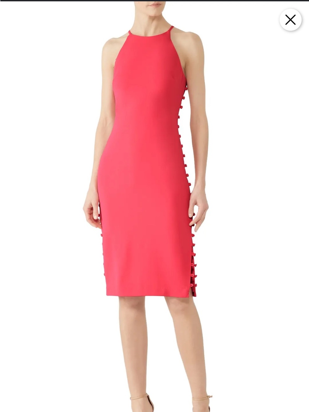 Badgley Mischka Side Button Watermelon Dress